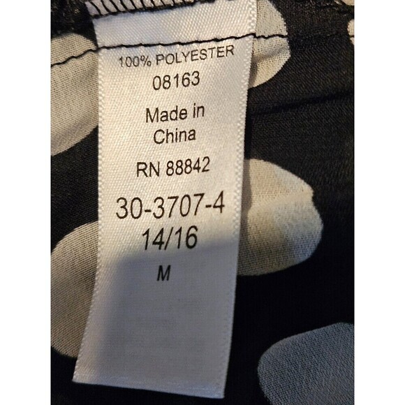 Woman Within  Size 14/16 Black White Polka Dot Crinkle Blouse - Picture 7 of 8